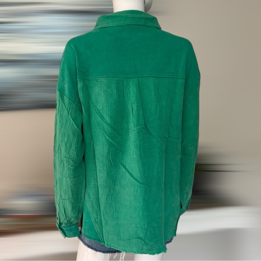 FANTASTIC FAWN oversized green button front top S M L - Picture 8 of 12